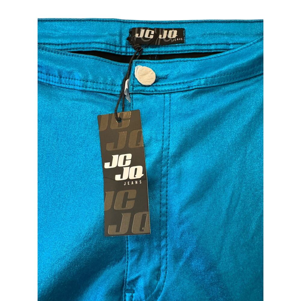 $100 JC JQ Metallic Blue Disco Jeans Medium NWT - Picture 7 of 9